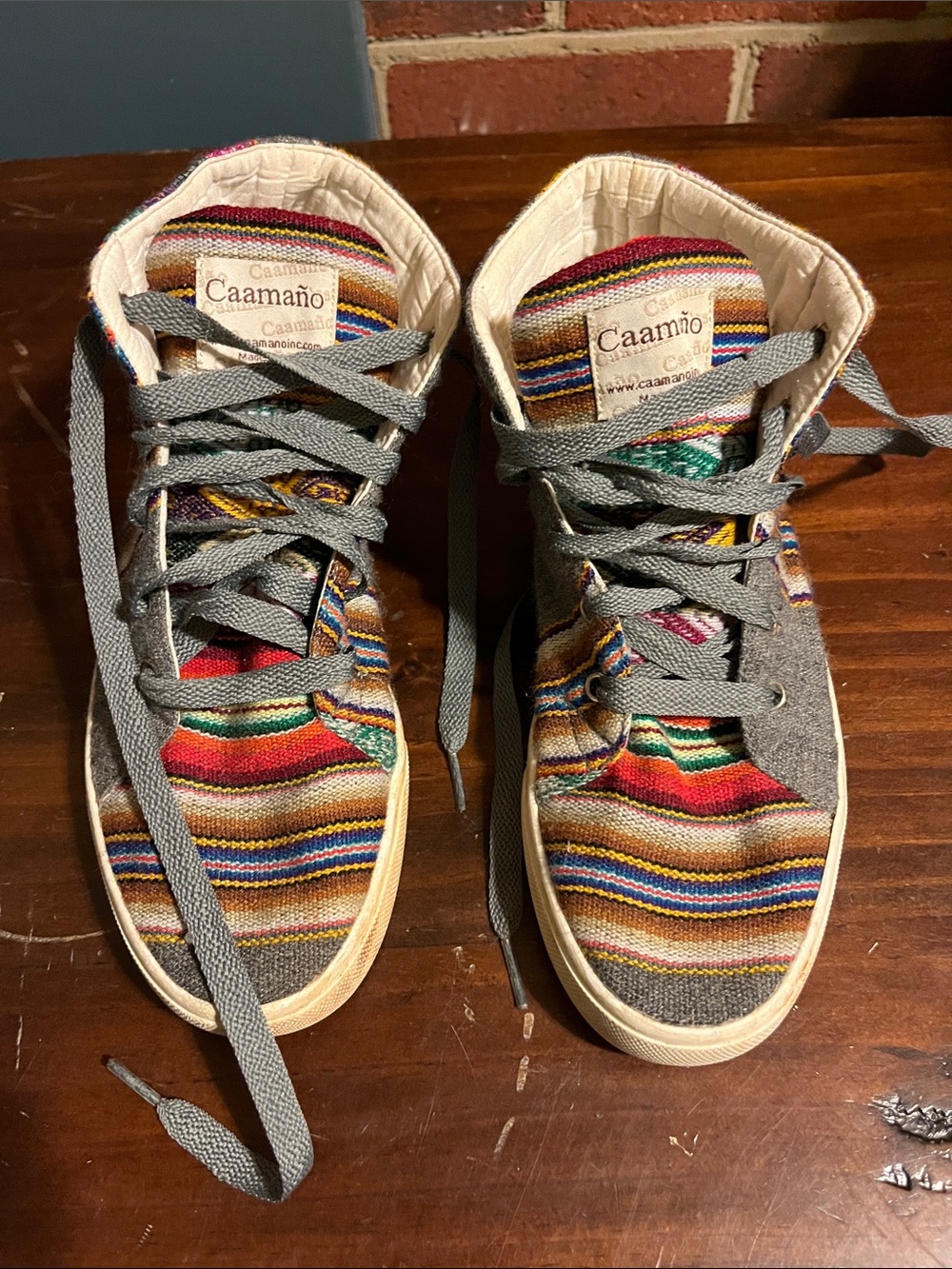 Caamaño Multicolor Textile High-Top Booties with Gray Trim